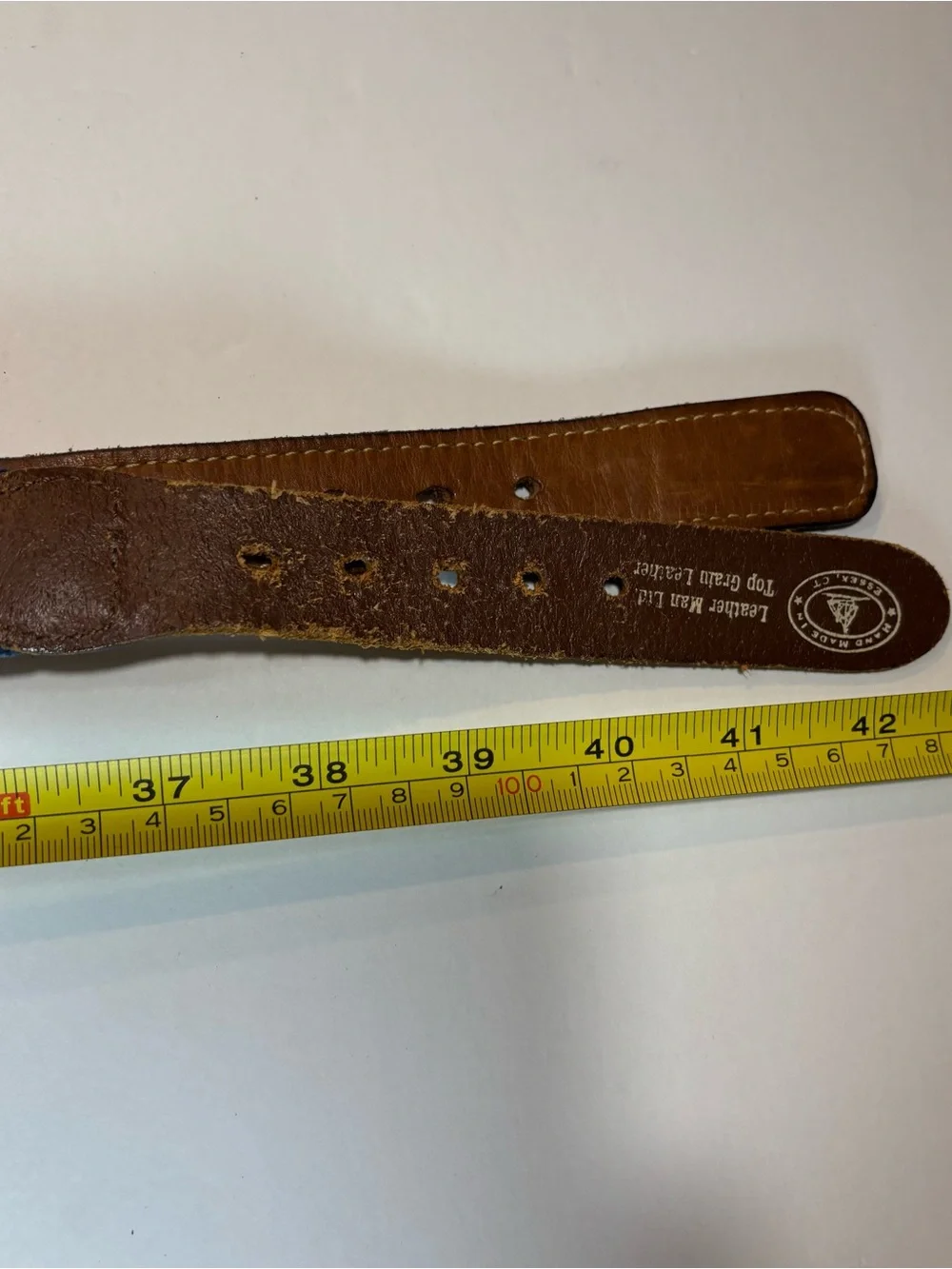 Men's Nautical Embroidered Flag Belt - Brown & Navy